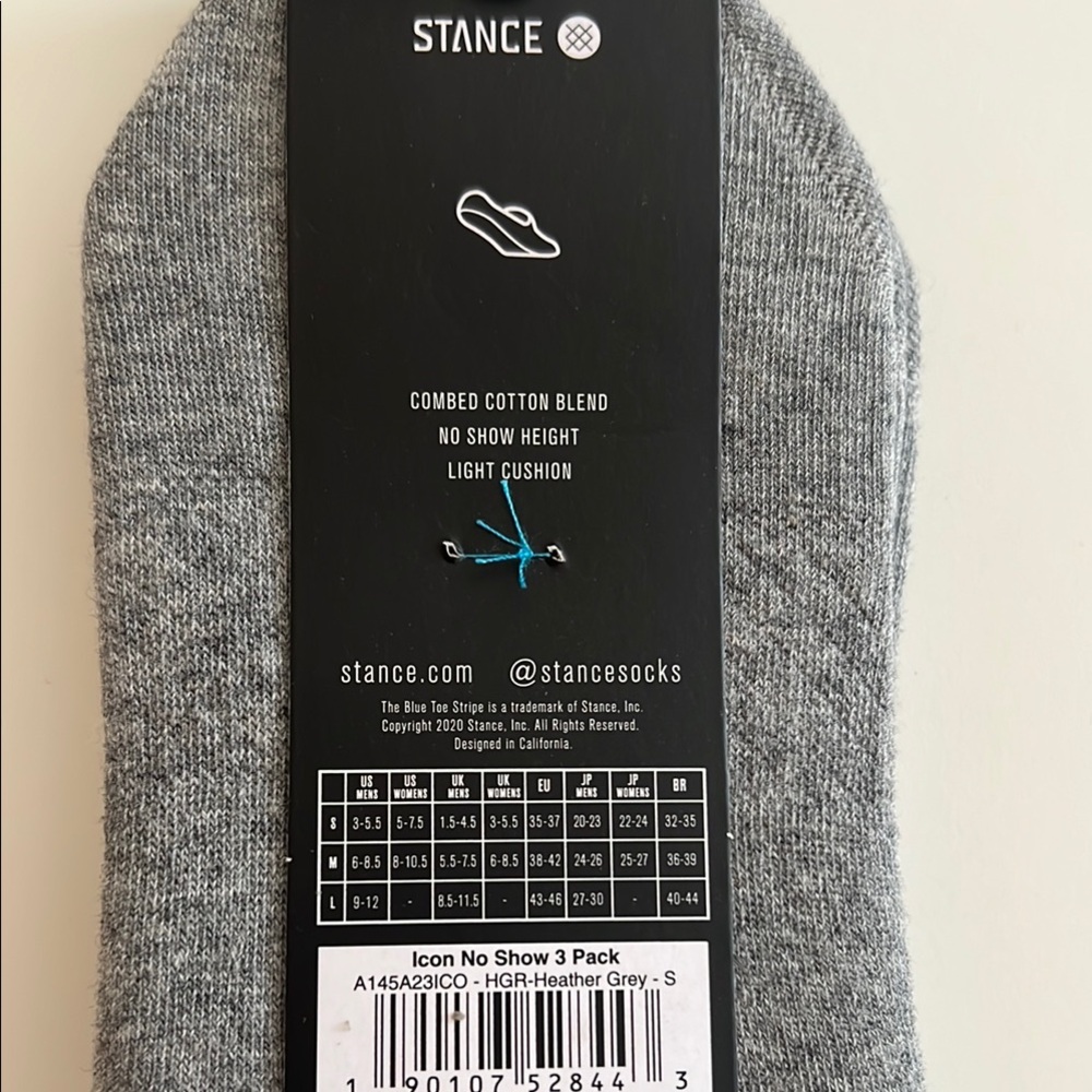 Stance No Show Gray and Blue Casual Socks with Comfort Bands - Picture 6 of 7
